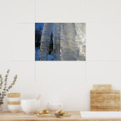 Icicles Abstracte Blauwe Winterfotografie Poster (Keuken)