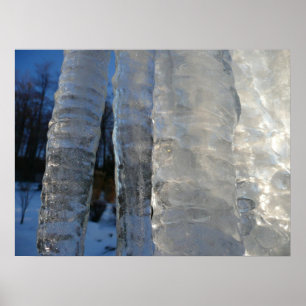 Icicles Abstracte Blauwe Winterfotografie Poster