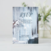 Icicles Winter Wedding Veil RSVP Card Kaart (Staand voorkant)