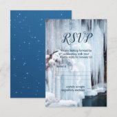 Icicles Winter Wedding Veil RSVP Card Kaart (Voorkant / Achterkant)