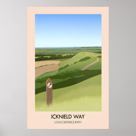 Icknield Way Wandelroute Reisposter Poster (Voorkant)