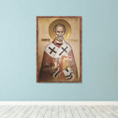 Icon of the Saint Nicholas frame 2 Canvas Afdruk (Insitu (Houten vloer))