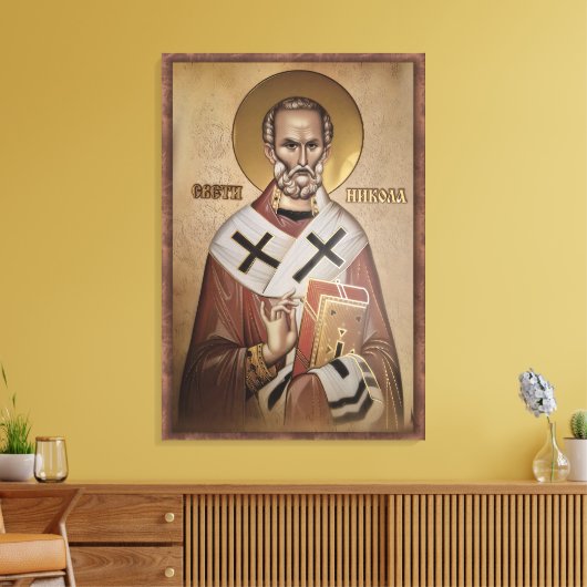 Icon of the Saint Nicholas frame 2 Canvas Afdruk (Insitu (Woonkamer))