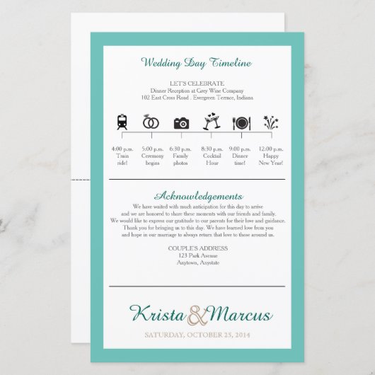 Icon TImeline Wedding Programme (Devant / Derrière)