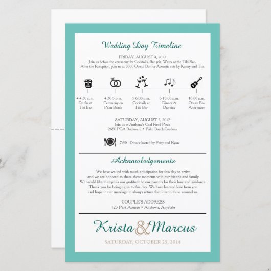 Icon TImeline Wedding Programme (Devant / Derrière)