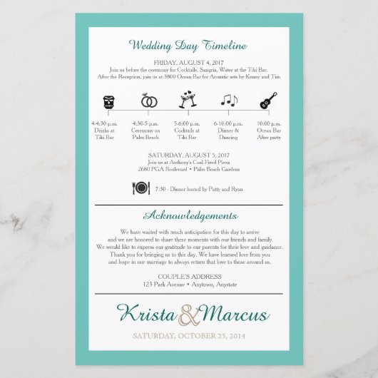 Icon TImeline Wedding Programme (Devant)