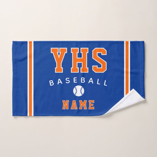 Icône de baseball, nom personnalisé et école, cade (Serviette à main)