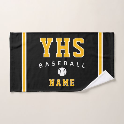 Icône de baseball, nom personnalisé et école, cade (Serviette à main)
