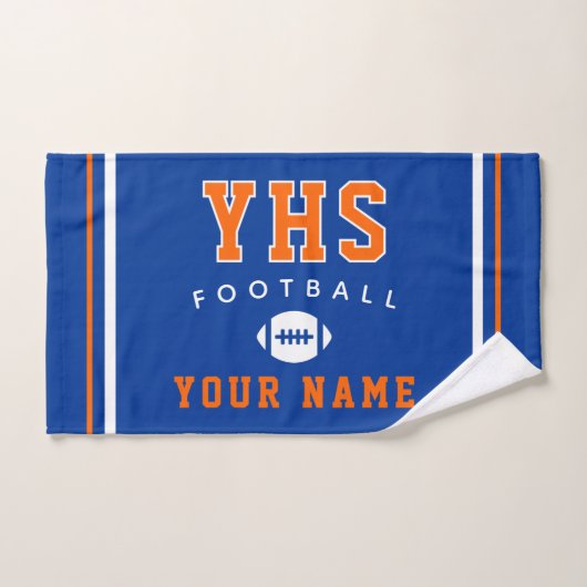 Icône de football, nom personnalisé et école, cade (Serviette à main)