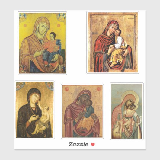 Icône de la Vierge Marie Sticker rectangulaire (Feuille)