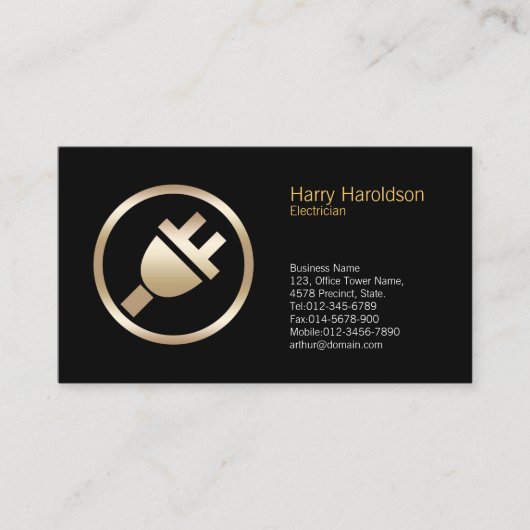 Icône de prise électrique Carte de visite d'électr (Devant)