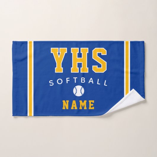 Icône de softball, nom personnalisé et école, cade (Serviette à main)