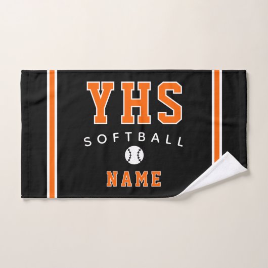 Icône de softball, nom personnalisé et école, cade (Serviette à main)