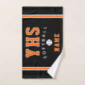 Icône de softball, nom personnalisé et école, cade (Serviette à main)