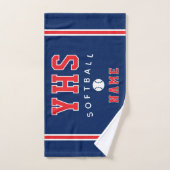 Icône de softball, nom personnalisé et école, cade (Serviette à main)