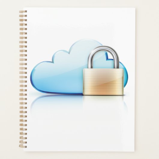 Icône de stockage cloud sécurisé avec cadenas (Devant)