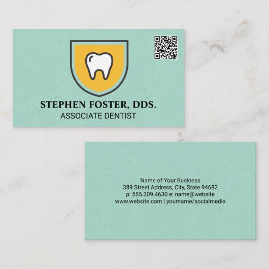 Icône dent mousseuse | Carte de visite de code QR (Devant / Derrière)