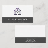 Icône Immobilier | Carte de visite gris (Devant / Derrière)