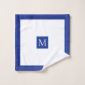Icône nager, bandes bleues et monogramme nager (Gant de toilette)