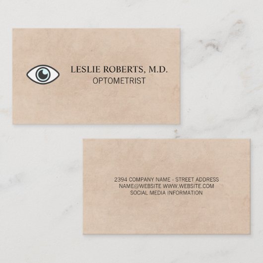 Icône oeil | Carte de visite optométriste (Devant / Derrière)