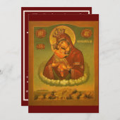 Icône Pochaev de la carte de prière de la Mère de  (Devant / Derrière)