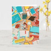 Iconen schoolapparatuur kaart (Gele Bloem)