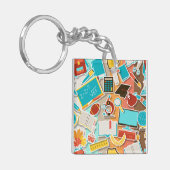 Iconen schoolapparatuur sleutelhanger (Voorkant Links)
