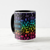 Icônes arc-en-ciel Lover sur Mug noir (Devant gauche)