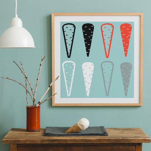 Icônes de carotte Orange Black White Poster