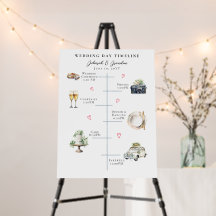 Icônes de chronologie du jour de mariage à l'aquar