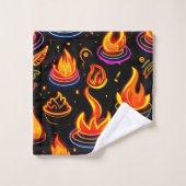 Icônes de flamme brillantes sur toile foncée (Gant de toilette)