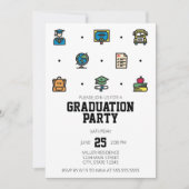 Icônes de graduation Graduation Party Invitation (Devant)