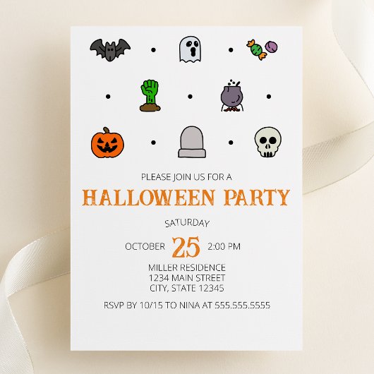 Icônes de ligne d'Halloween Invitation de fête d'H