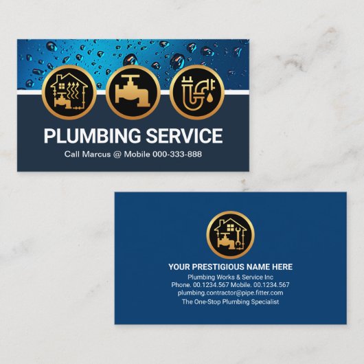 Icônes de plomberie Carte de visite de goutte d'ea (Devant / Derrière)