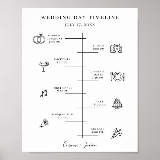 Icônes Mariages modernes Timeline Programme Poster (Devant)