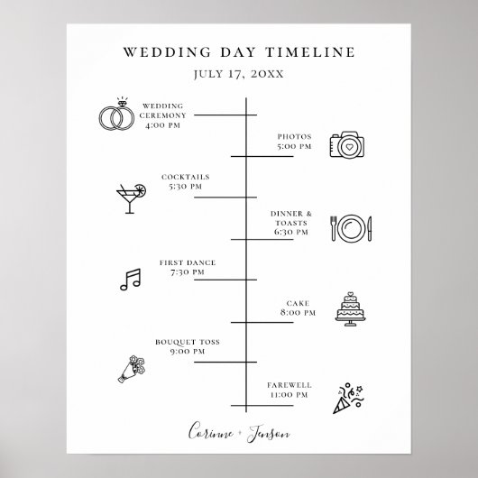 Icônes Mariages modernes Timeline Programme Poster (Devant)