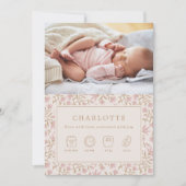 icônes or rose | carte bébé (Devant)