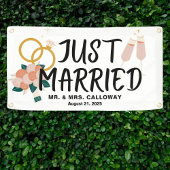 Icônes Rétro Juste Marié Voiture Bannière