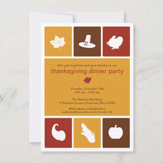 Icônes simples Thanksgiving Diner Invitation (Devant)