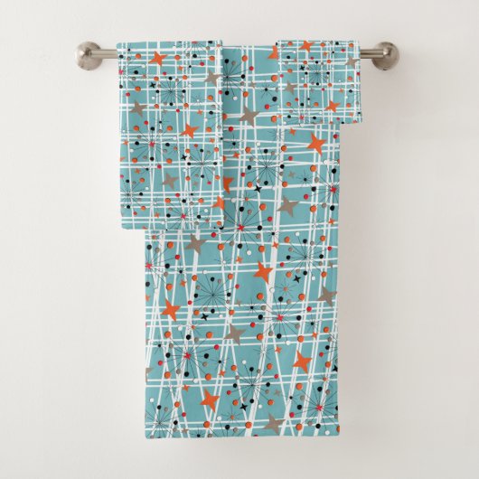 Iconic 1950's Atomic Starburst Retro Design Bad Handdoek (Insitu)