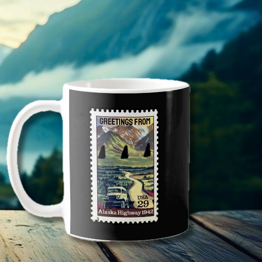 Iconic Alaska Highway Retro Stamp Coffee Mug
