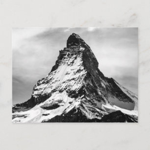 Iconic Alpine Mountain Matterhorn Black and White Briefkaart