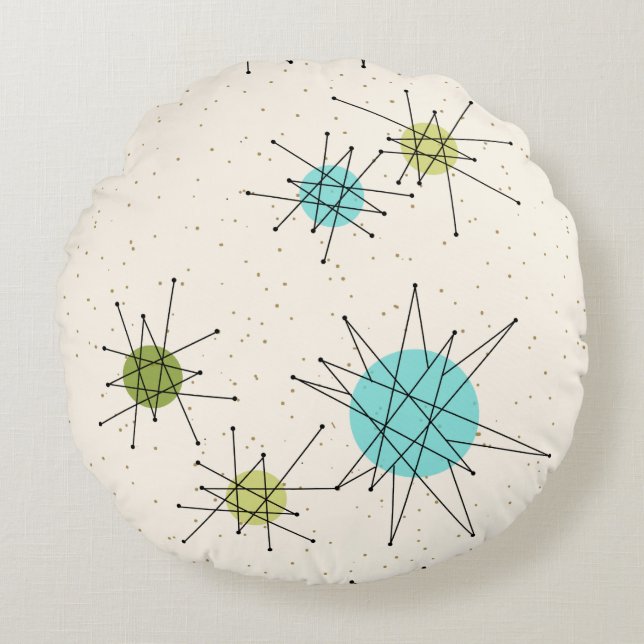 Iconic Atomic Starbursts Round Pillow Rond Kussen (Voorkant)