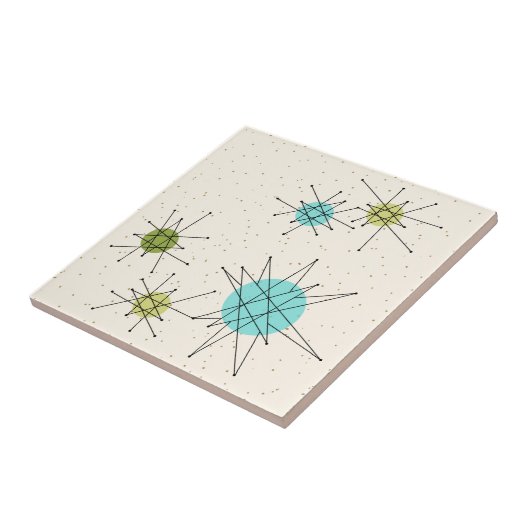 Iconic Atomic Starbursts Small Ceramic Tile Tegeltje (Zijkant)