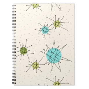 Iconic Atomic Starbursts Spiral notebook Notitieboek