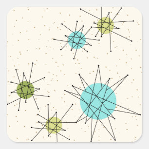 Iconic Atomic Starbursts Square Stickers