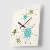 Iconic Atomic Starbursts Square Wall klok (Hoek)