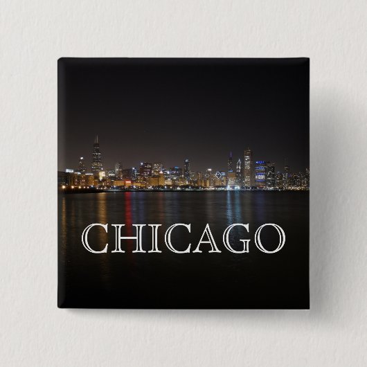 Iconic Chicago Skyline over Lake Michigan Vierkante Button 5,1 Cm (Voorkant)