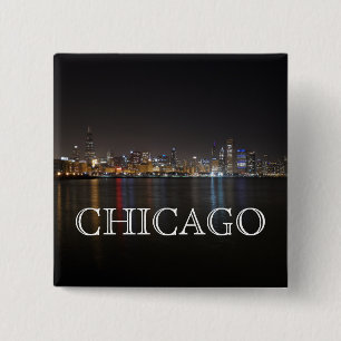 Iconic Chicago Skyline over Lake Michigan Vierkante Button 5,1 Cm