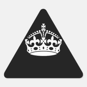 Iconic Keep Calm Crown on Black Driehoek Sticker